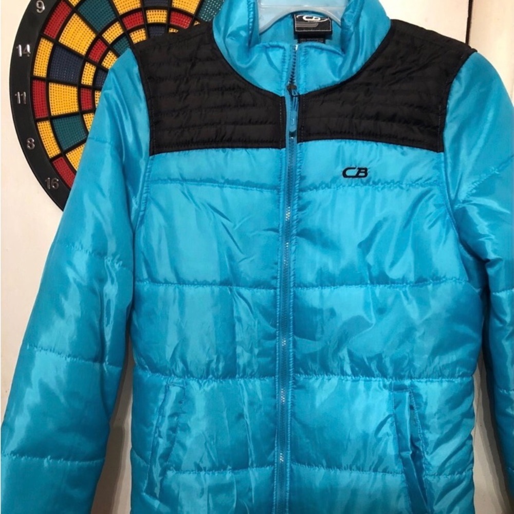 Women’s Lightweight Puffer Jacket - Teal Blue with Black Yoke